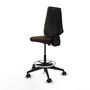 Tabouret Taburete Elche Contact permament de base Tissu Marron foncé Base pyramidale noire Sans accoudoirs Sans appui-tête Roulettes 65mm nylon