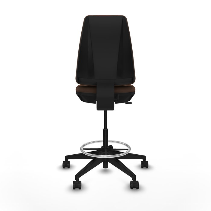 Tabouret Taburete Elche Contact permament de base Tissu Marron foncé Base pyramidale noire Sans accoudoirs Sans appui-tête Roulettes 65mm nylon