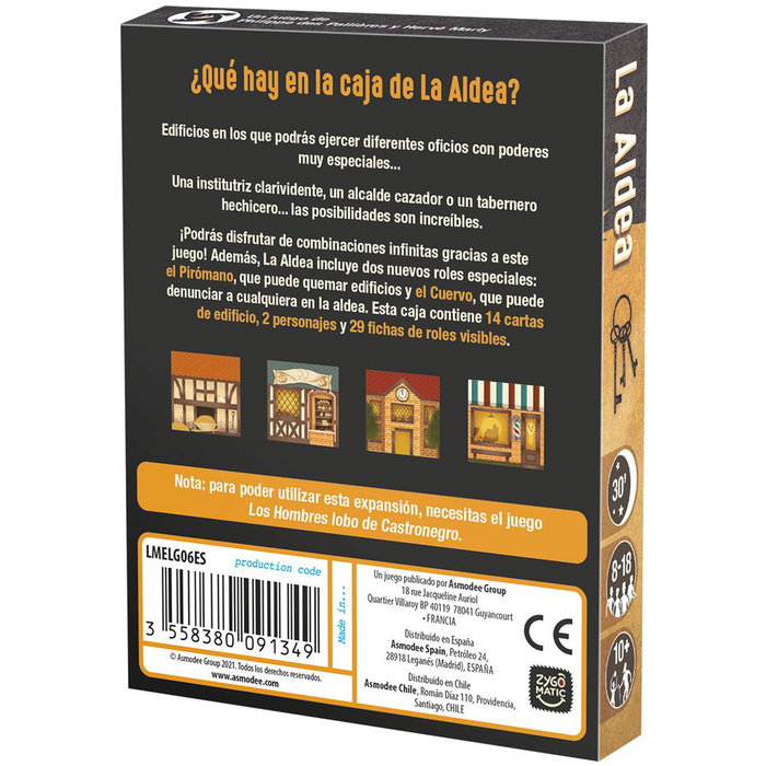 Asmodee Jeu de Cartes Los Hombres Lobo de Castronegro : La Aldea - Extension - 8 à 18 joueurs - 30 min - Espagnol