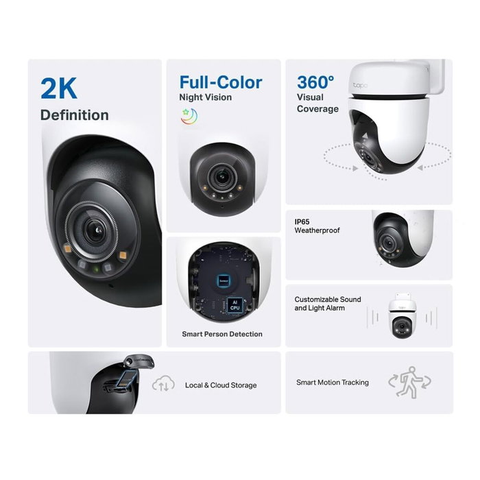 TP-Link Tapo TC41 Caméra de surveillance Wi-Fi 360° 2K QHD TP-Link Tapo TC41 Caméra de surveillance Wi-Fi 360° 2K QHD