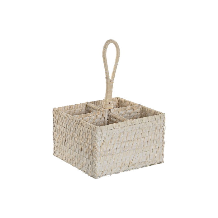 Panier à couverts Home ESPRIT Blanc Naturel Bambou 19 x 19 x 27 cm Panier à couverts Home ESPRIT Blanc Naturel Bambou 19 x 19 x 27 cm