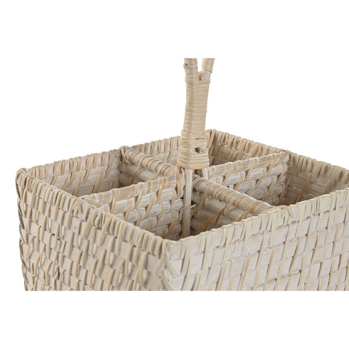 Panier à couverts Home ESPRIT Blanc Naturel Bambou 19 x 19 x 27 cm Panier à couverts Home ESPRIT Blanc Naturel Bambou 19 x 19 x 27 cm