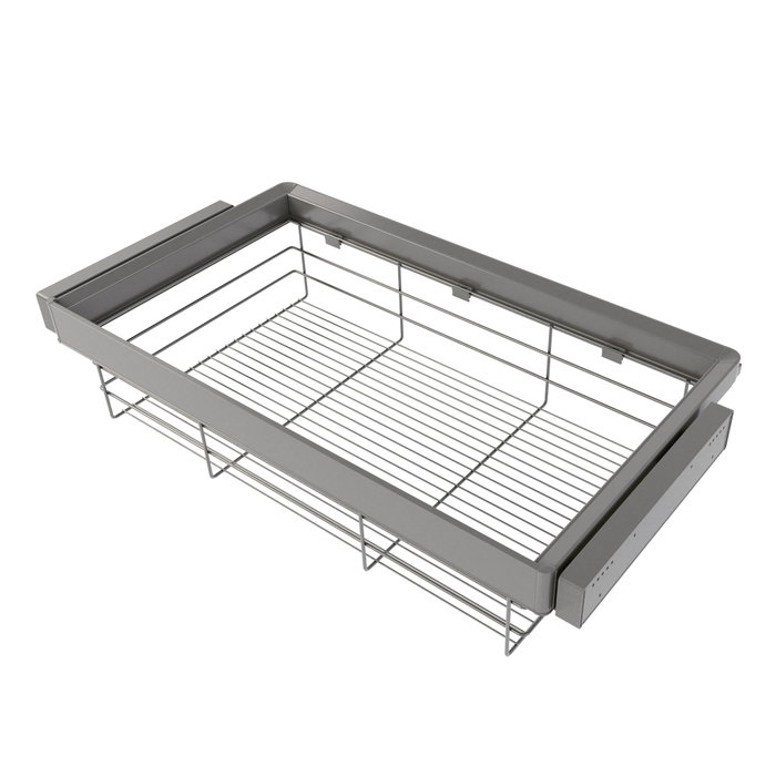 Emuca Kit tiroir en fil métallique et rack ajustable Quartz pour armoires, glissières extension totale et à fermeture douce, Module 90cm, Finition Titane Emuca Kit tiroir en fil métallique et rack ajustable Quartz pour armoires, glissières extension totale et à fermeture douce, Module 90cm, Finition Titane