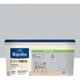 Ripolin Peinture Esprit Deco Gr Telesco Satin 2.5 L - Peinture monocouche très couvrante pour murs, boiseries et radiateurs