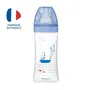 Dodie Biberon Sensation+ Anti-Coliques 330 ml, tétine plate débit rapide, système double valve, pour bébés de +6 mois, décor Mer