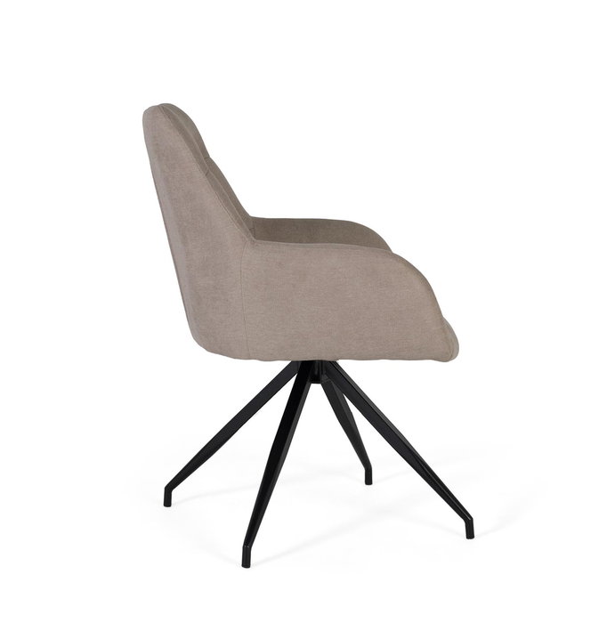 GINER Y COLOMER - Lot de 2 chaises de bureau pivotantes avec dossier rembourré en tissu gris et piètement en acier noir - Bureau - Rotation 360°