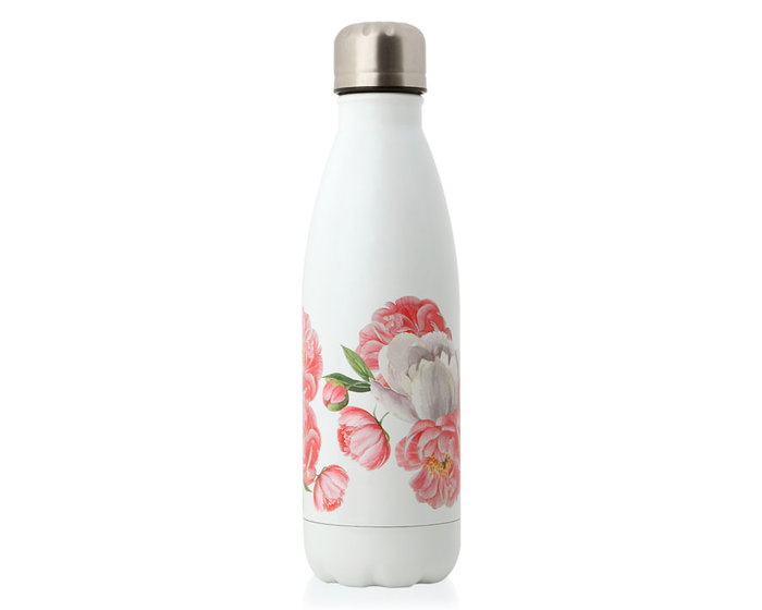 KioKids - Gobelet Isotherme 500 ml avec Motif Fleurs, Acier Inoxydable Double Paroi (24h Froid / 12h Chaud) - Lavable Lave-Vaisselle