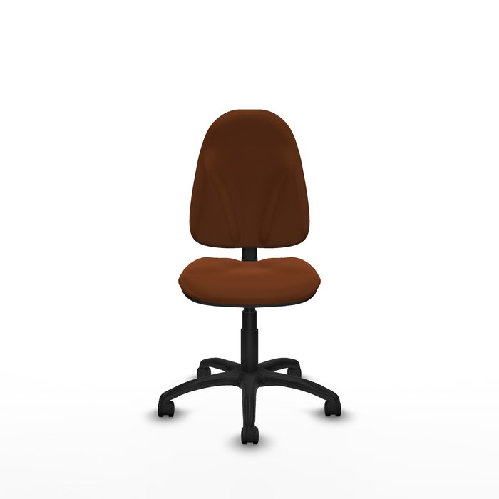 Chaise Algarra Contact permament de base Cuir écologique Marron Structure polyamide noire Sans accoudoirs Sans appui-tête Roulettes en nylon 50 mm