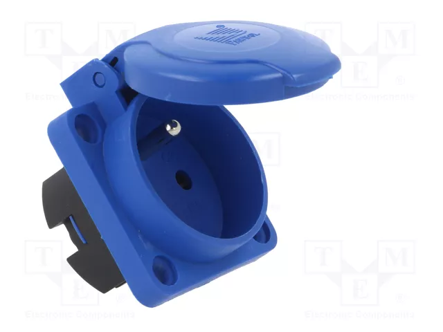 PAWBOL Socle de connecteur d'alimentation AC 2P+PE bleu 16A 250VAC