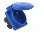 PAWBOL Socle de connecteur d'alimentation AC 2P+PE bleu 16A 250VAC