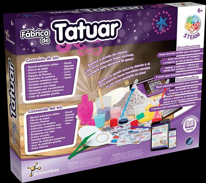 Science for you - Jeu de fabrication Studio de Tatouages avec 8 Activités - Version espagnole