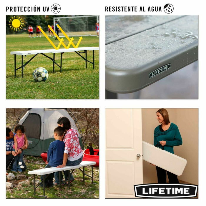 Banc Lifetime Pliable Blanc 183 x 29 x 42 cm