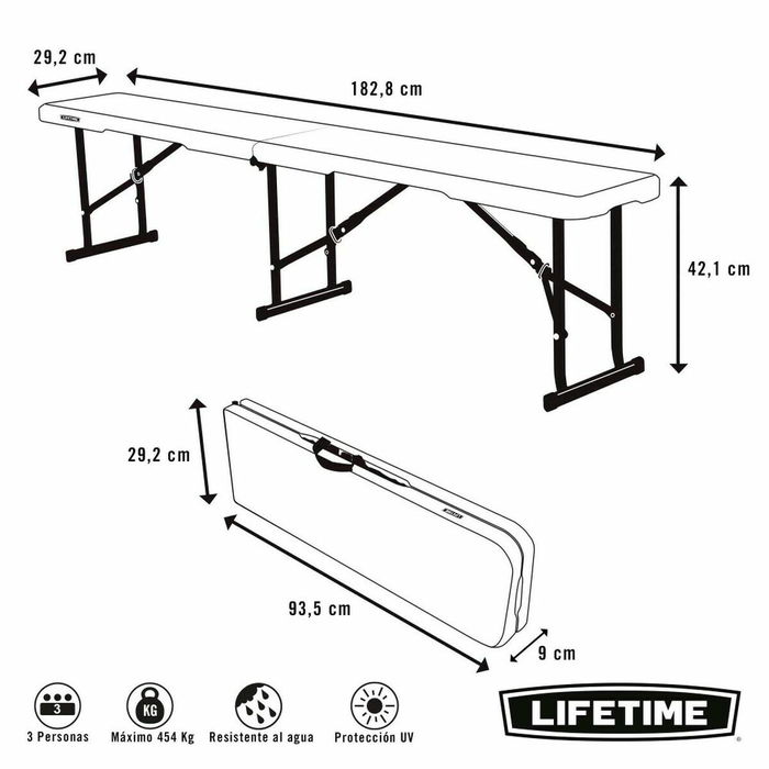 Banc Lifetime Pliable Blanc 183 x 29 x 42 cm