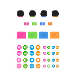 RODE Colors 3 - Lot de 4 mousses anti-vent, anneaux d'identification et autocollants pour Wireless GO et Lavalier II