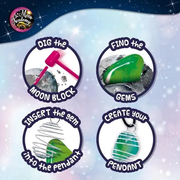 Lisciani Giochi The Moon Academy - Kit scientifique pour enfants - A partir de 8 ans - Bloc à creuser et minéraux lunaires avec gemme lumineuse Lisciani Giochi The Moon Academy - Kit scientifique pour enfants - A partir de 8 ans - Bloc à creuser et minéraux lunaires avec gemme lumineuse