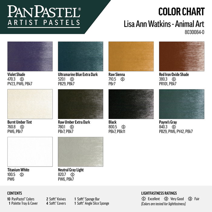 Panpastel Set 10 Couleurs Arte Animal avec Lisa Ann Watkins
