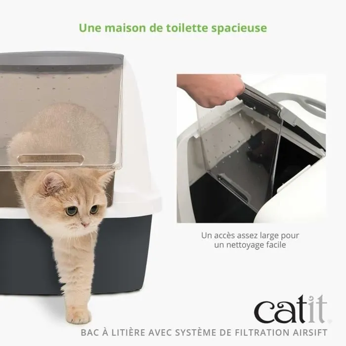 Catit Bac à Litière pour Chat AirSift Jumbo - Maison de Toilette avec Filtre Intégré - 57 x 50 x 46,5 cm