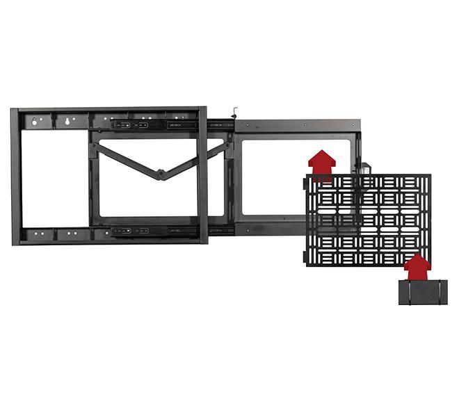 B-Tech BT7883 Support mural pour écran plat avec tiroir coulissant de rangement AV, noir