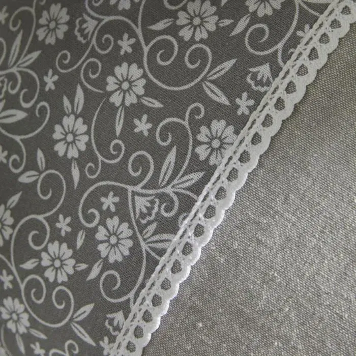 Today - Coussin brodé Capucine, housse en coton 100% avec broderie HOME et finition dentelle, 30 x 50 cm, déhoussable, gamme Charme