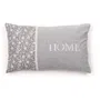 Today - Coussin brodé Capucine, housse en coton 100% avec broderie HOME et finition dentelle, 30 x 50 cm, déhoussable, gamme Charme