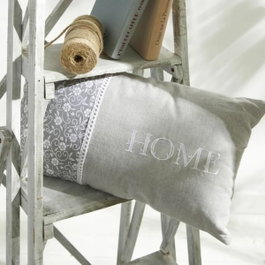 Today Coussin Charme Imprimé Chambray et Broderie Capucine 30 x 50 cm