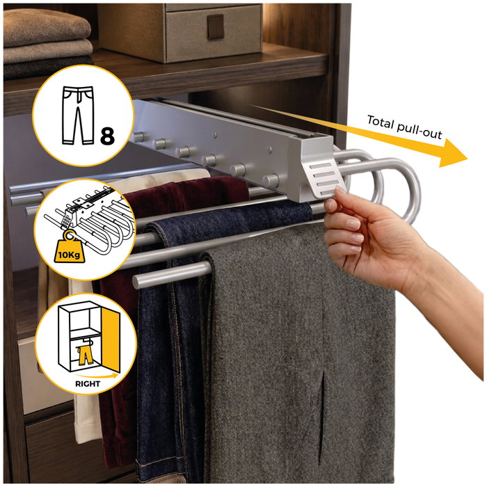 Emuca Porte-pantalons extractible, Droite, Peint en aluminium