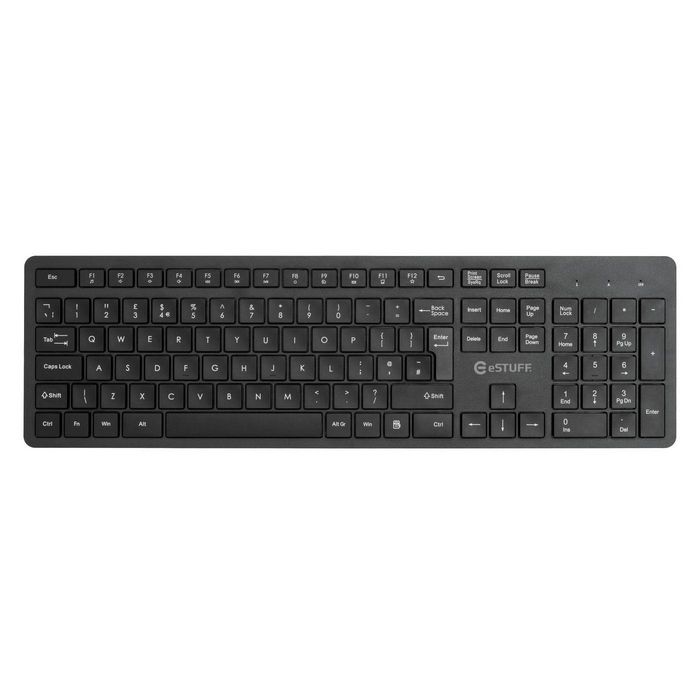 eSTUFF Clavier sans fil G220 - Disposition britannique AZERTY, connectivité USB 2.4 GHz, profil bas et silencieux eSTUFF Clavier sans fil G220 - Disposition britannique AZERTY, connectivité USB 2.4 GHz, profil bas et silencieux