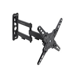 TooQ LP1345TN-B Support Mural TV pour Écrans 13-43 Pouces, VESA jusqu’à 200x200, Charge Maximale 20kg, Inclinable, Pivotant, Noir