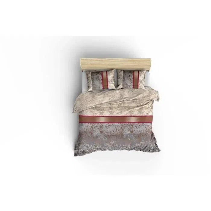 Parure de lit King - Housse de couette 240 x 220 cm et 2 taies d'oreiller 60 x 60 cm - 65% coton 35% polyester - Gris