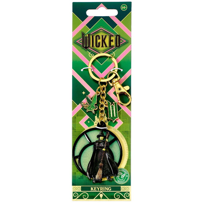 THE CARAT SHOP - Llavero (Porte-clés) 2 Pièces Elphaba de Wicked avec Chaîne Dorée et Abalorios en Alliage de Zinc