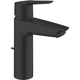 GROHE Start - Mitigeur Lavabo Monocommande Noir Mat Taille M, 235522432, Ouverture Eau Froide, Système Économie d'Eau, Bec Moyen