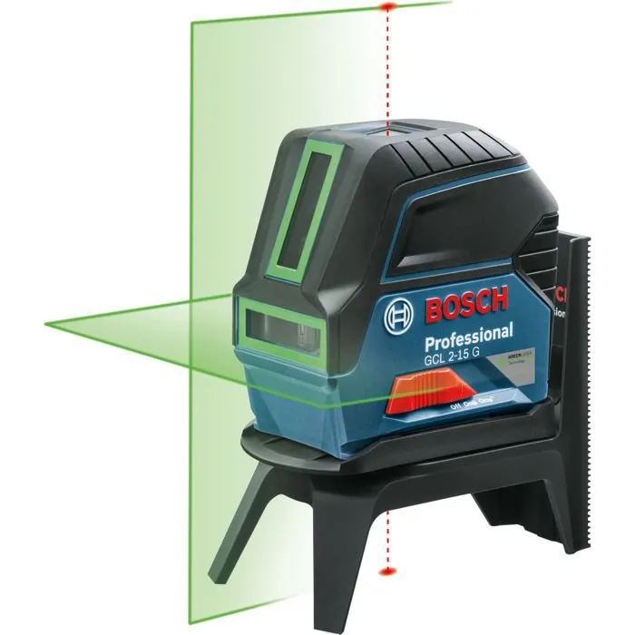 Bosch Professional Niveau laser 2 lignes vertes GCL 2-15 G avec 15 m de portée, support rotatif RM1 et fixe BM3 - Réf. 0601066J00