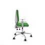 Chaise Elche Asynchrone Tissu Vert Structure chromée Accoudoirs blancs Sans appui-tête Roulettes 65mm pour moquette