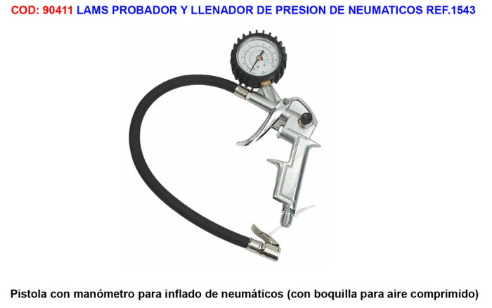 LAMS Pistolet gonfleur avec manomètre pour compresseur réf. 1543 LAMS Pistolet gonfleur avec manomètre pour compresseur réf. 1543