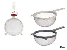 KINVARA Lot de 12 passoires en plastique et acier inoxydable 18cm, Blanc + gris oscuro