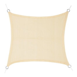 Faura Toldo voile d'ombrage carré beige 3,6 x 3,6 m en polyéthylène avec œillets inox