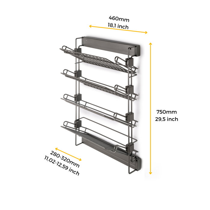 Emuca Porte-chaussures latéral coulissant pour placards et dressing Quartz, Droite, Acier, Titane