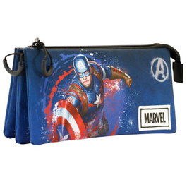 Karactermania - Étui triple compartiments Captain America Marvel - Dimensions : 23 x 11 x 10 cm