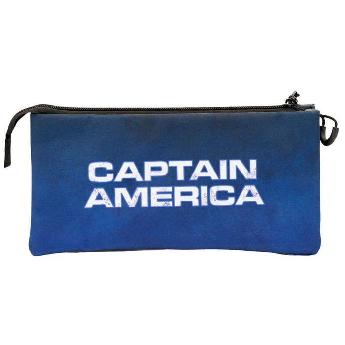 Karactermania - Étui triple compartiments Captain America Marvel - Dimensions : 23 x 11 x 10 cm