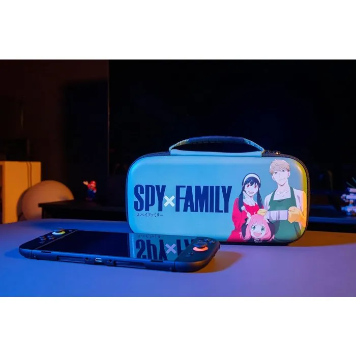 Konix - Housse de transport et protection pour Nintendo Switch 2, Switch et Switch OLED - Motif Spy x Family Forger - Vert - Avec filet intérieur et 8 compartiments pour cartouches