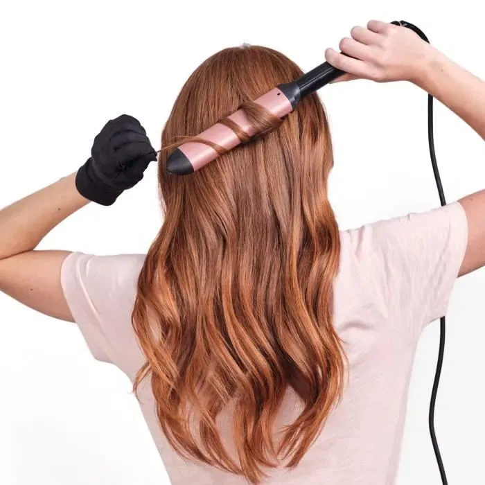 Babyliss C457E Fer à boucler ovale avec 6 températures jusqu'à 210°C, revêtement quartz céramique et cordon rotatif 2.5 m - Rose et Noir