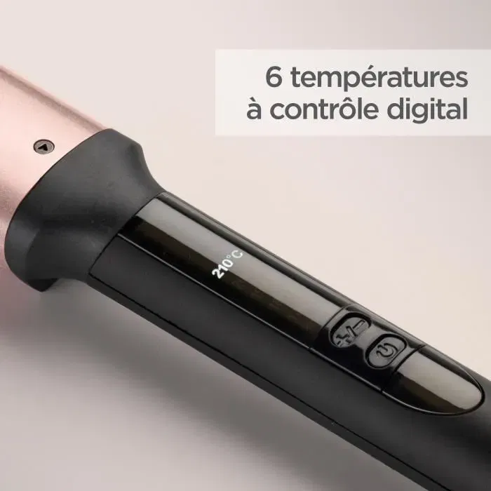 Babyliss C457E Fer à boucler ovale avec 6 températures jusqu'à 210°C, revêtement quartz céramique et cordon rotatif 2.5 m - Rose et Noir