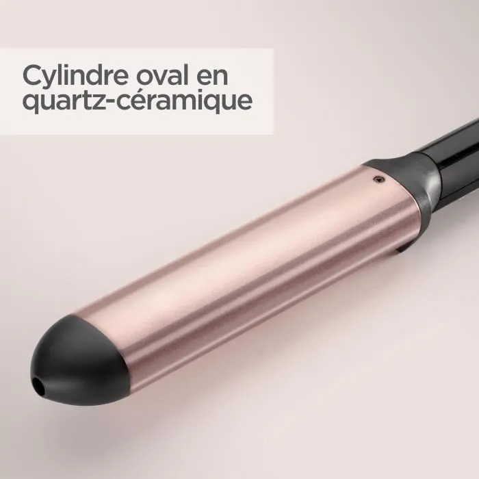Babyliss C457E Fer à boucler ovale avec 6 températures jusqu'à 210°C, revêtement quartz céramique et cordon rotatif 2.5 m - Rose et Noir