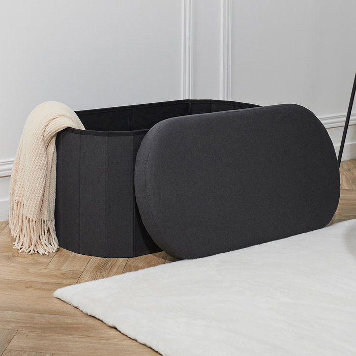 Home Deco Factory Pouf Plié Noir Oval