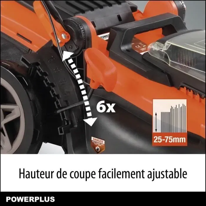 Dual Power POWDPGLWS2 - Tondeuse à gazon sur batterie 40V, coupe 420mm, moteur sans balais, 6 hauteurs, sac collecteur 50L inclus