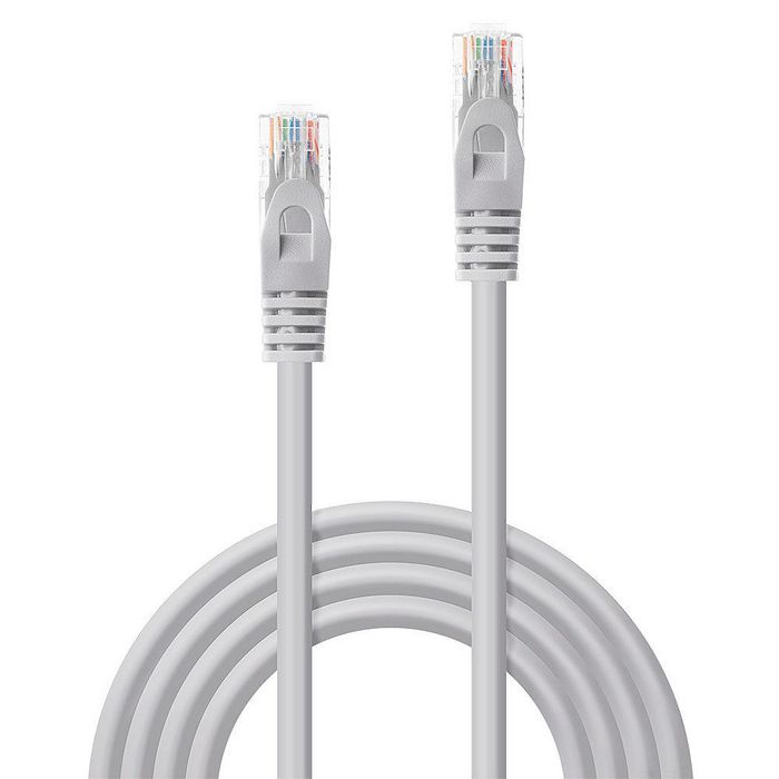 Lindy Câble réseau Ethernet Cat.6 U/UTP Gris CCA 2 m, contacts plaqués or, compatible Gigabit