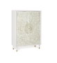 GINER Y COLOMER - Dora2 - Buffet en bois de manguier massif couleur blanc avec détails dorés - Sculpté à la main - 140x100x40 cm