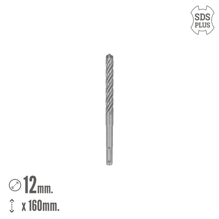 WOLFPACK LINEA PROFESIONAL Mèche SDS Plus 12 x 160 mm à 4 bords tranchants pour béton armé
