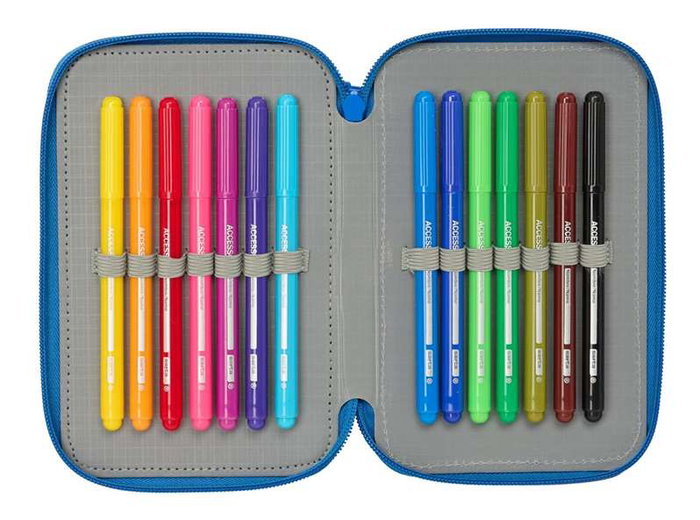 Safta Plumier Triple 37 Pcs Superman 12,5x19,5x5,5 cm - Trousse de Scolaire avec Fournitures - Enfant