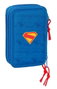 Safta Plumier Triple 37 Pcs Superman 12,5x19,5x5,5 cm - Trousse de Scolaire avec Fournitures - Enfant